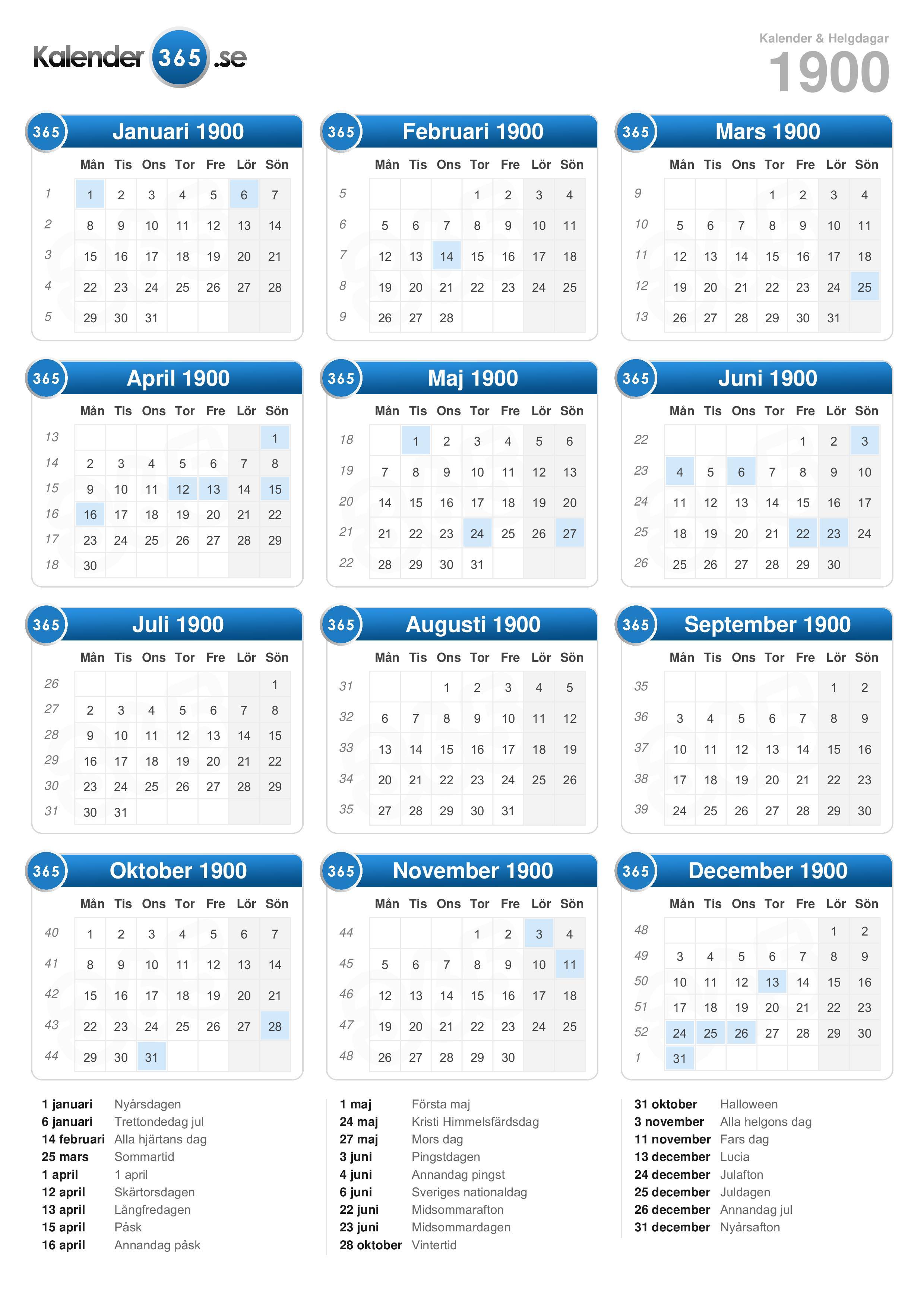 Kalender 1900
