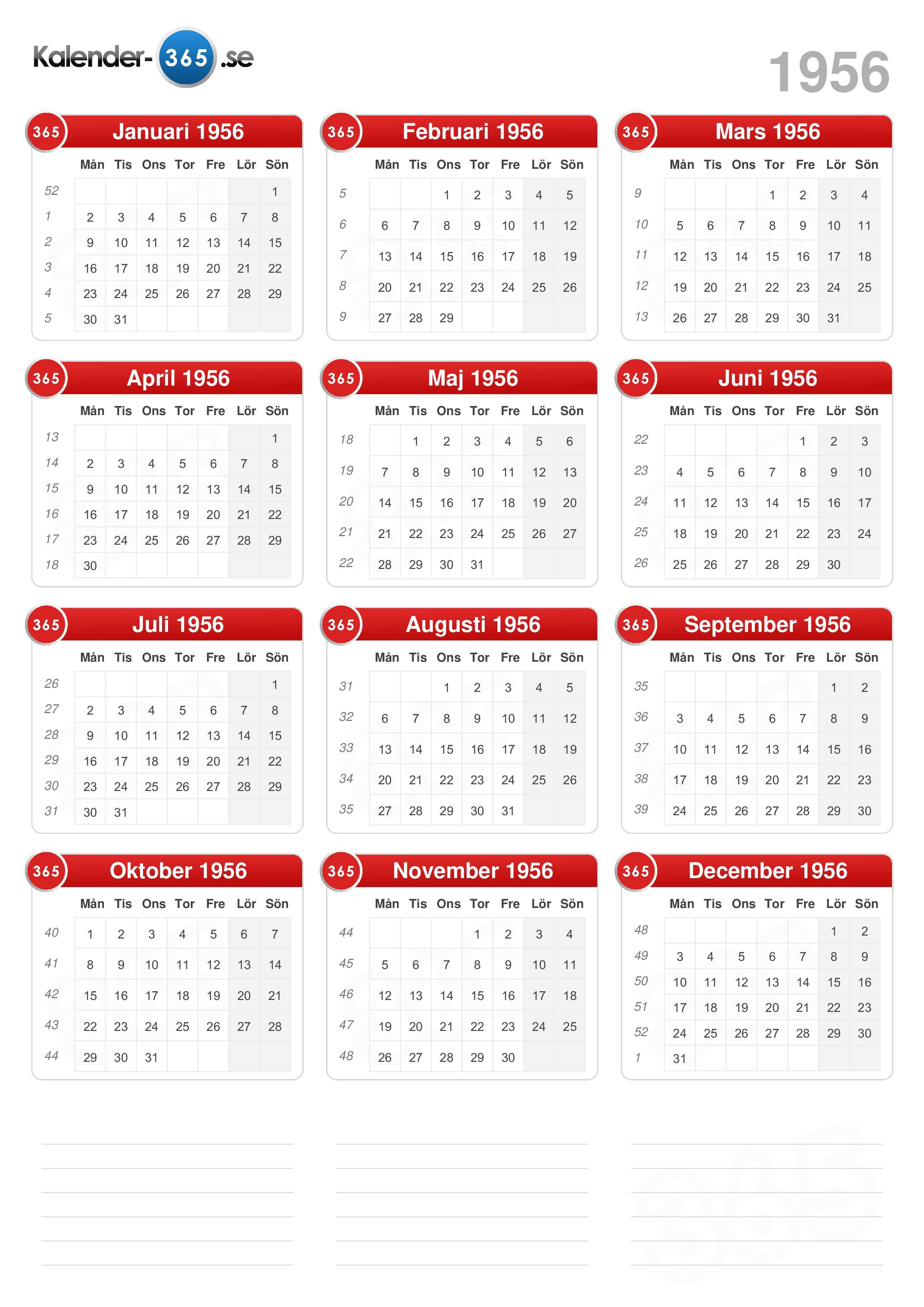 Kalender 1956