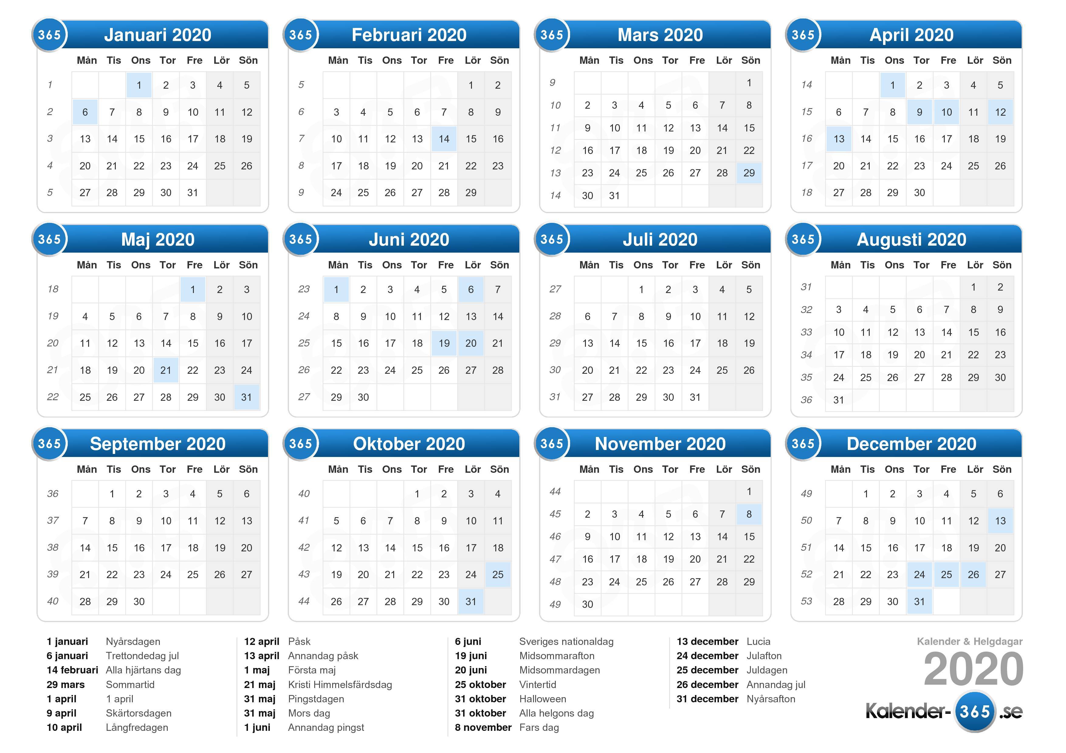  Kalender  2020 